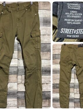Street & Steel Mission Cargo Riding Pants Men’s 32x30.5 Green Canvas (FLAW READ)